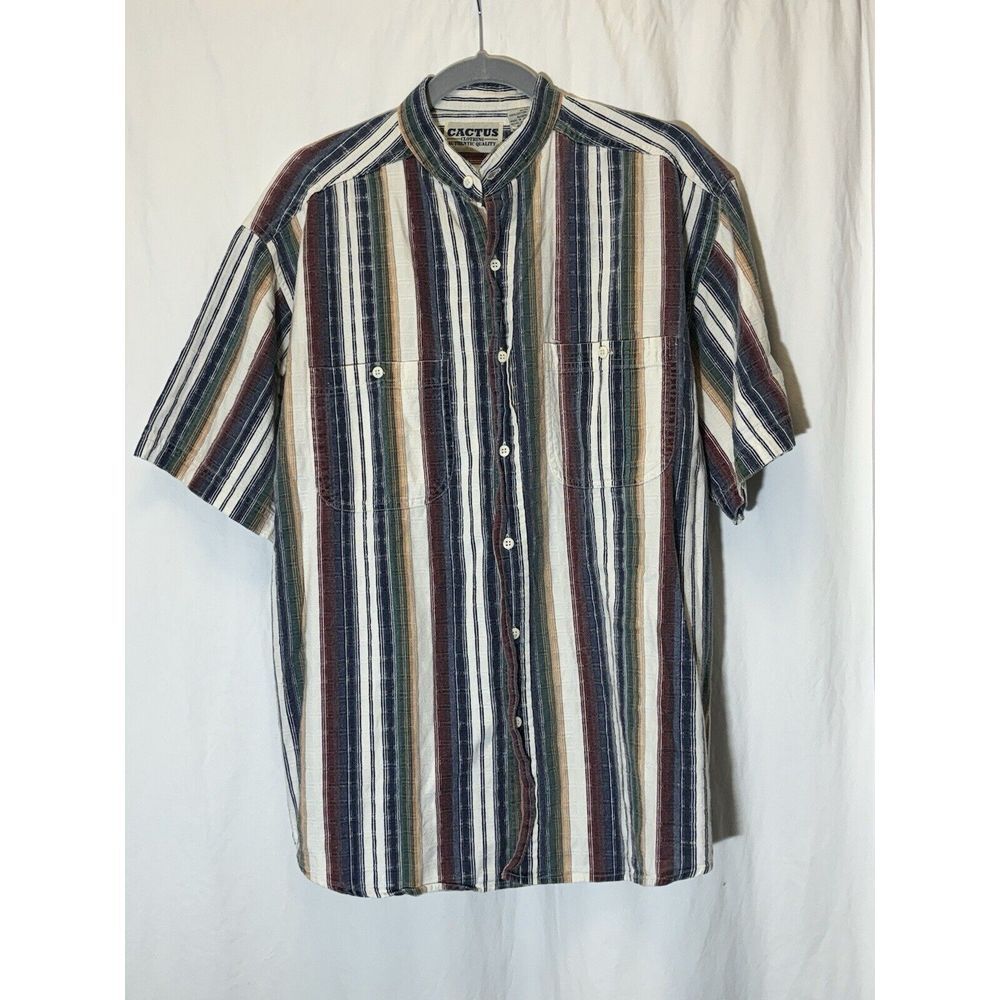 VINTAGE Cactus Clothing Authentic‎ Mens Medium Mulot Striped Shirt Pocket F19